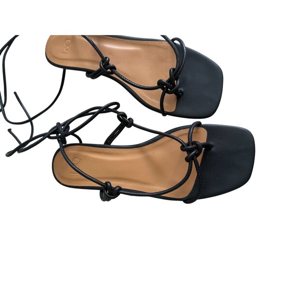 LOQ Dora Black Laceup Leather Kitten Heels Sandals Size 38 / US 8 - Picture 10 of 10